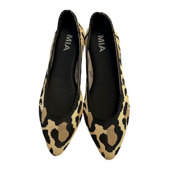NWOT Mia Tan Brown & Black Leopard Print Mesh Stretch Ballerina Flats-6.5 - Picture 1 of 6
